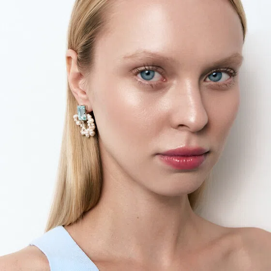 Серьги с культивированным жемчугом, Step Cut Pearl Azure Rhodium Phenomenal Studio Poison Drop — модель n40wdcy — фото 2