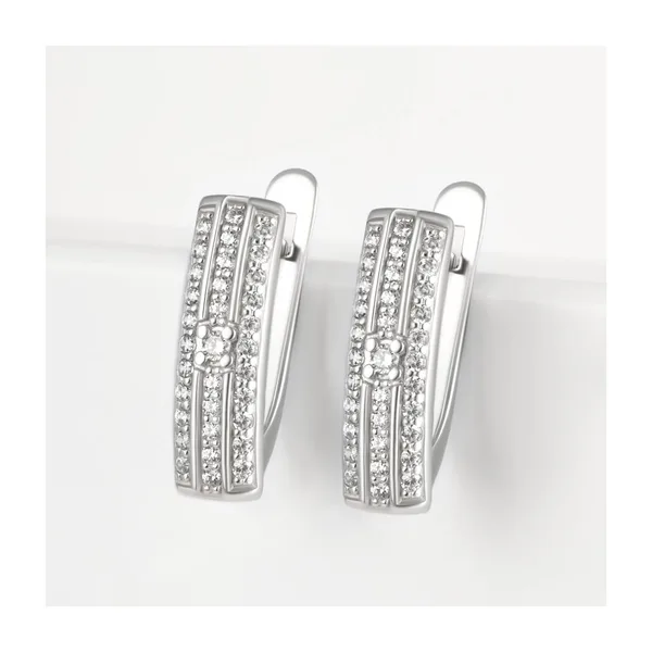 Серьги из серебра с фианитами — арт. 000-377093