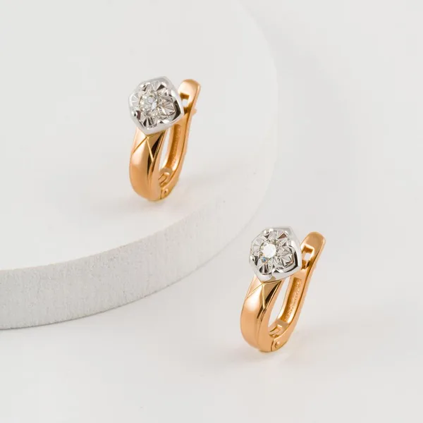Серьги из красного золота с бриллиантами — арт. 000-302908