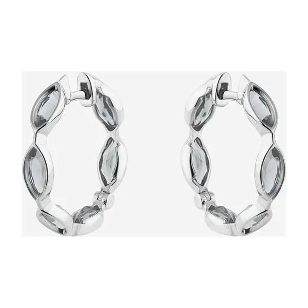 Серьги-кольца из серебра с хрусталем огранки маркиз — модель 1w1pye4