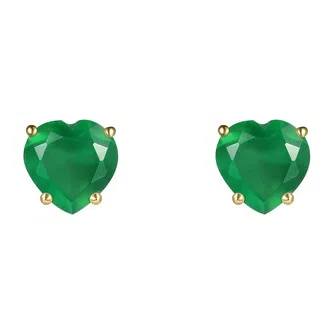 Пусеты из серебра c зелеными агатами Cartoon Hearts Moonka Poison Drop — модель rggxzwf