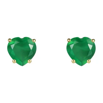 Пусеты из серебра c зелеными агатами Cartoon Hearts — модель rggxzwf