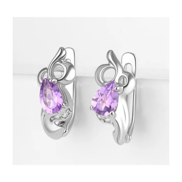 Серьги из серебра с аметистами и фианитами — арт. 000-370203