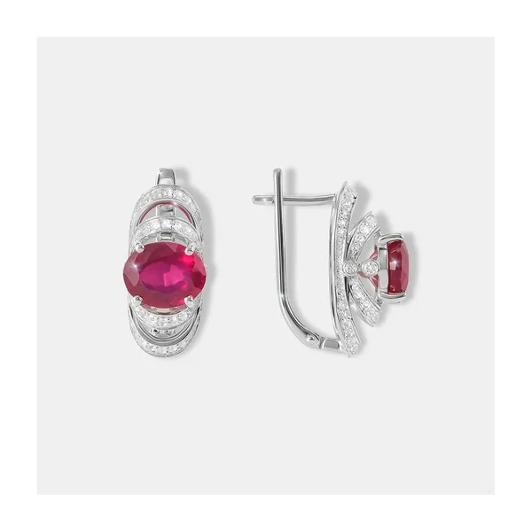 Серебряные серьги с рубинами — арт. 10521-001618