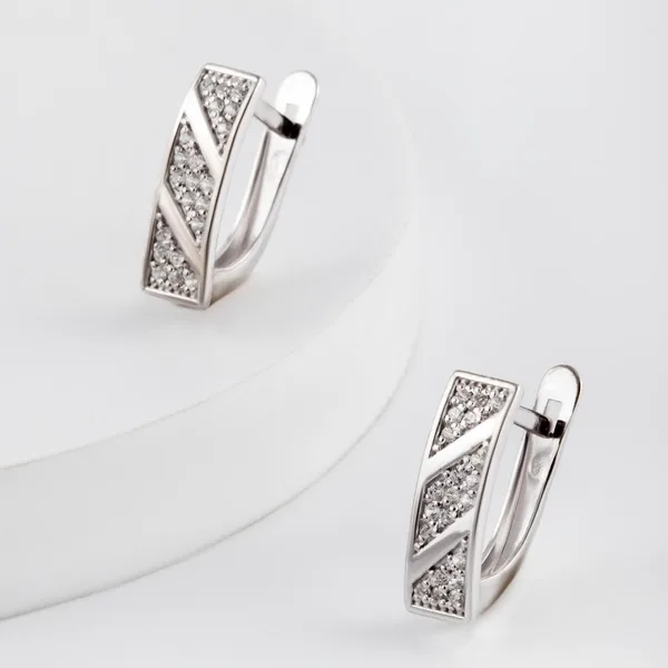 Серьги из серебра с фианитами — арт. 000-322386
