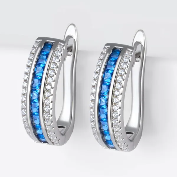 Серьги из серебра 925 пробы с синтетическими камнями и шпинелями — арт. 000-398263