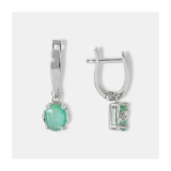 Серебряные серьги с изумрудами — арт. 10521-001622