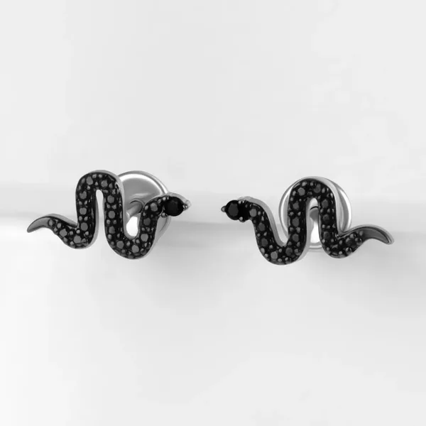 Серьги гвоздики из серебра с фианитами — арт. 000-387598