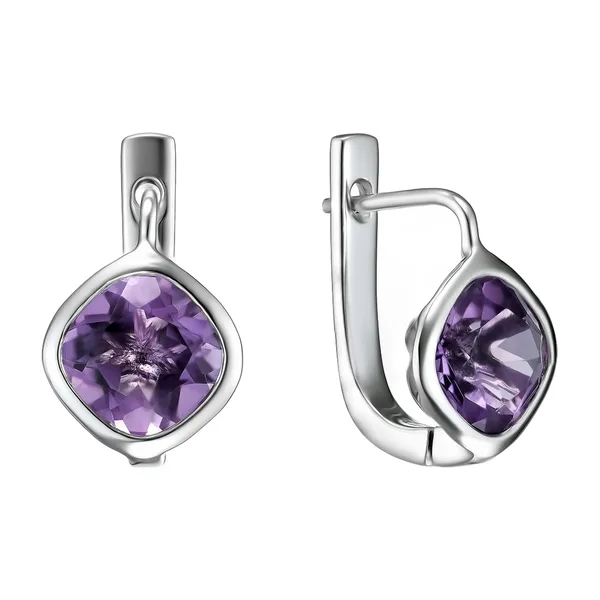 Серебряные серьги с аметистами — арт. 2089305