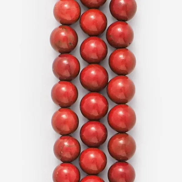 Бусины из яшмы красной, 60-64 шт. на нитке, 6-7 мм