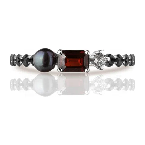 Кольцо из белого золота с гранатом, жемчугом и бриллиантами NIGHTSHADE RS1912 X DANIILBERG Poison Drop — модель dqhejv6 — фото 4