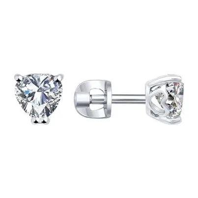 Серьги гвоздики из серебра с фианитами — арт. 000-328300