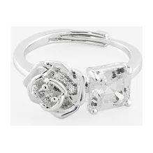 Серебристое кольцо с розой и кристаллом — модель 36bxmv5