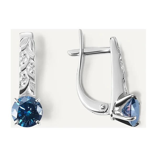 Серебряные серьги с синими муассанитами — арт. 10523-000386