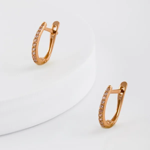 Серьги детские из красного золота с фианитами — арт. 000-327737