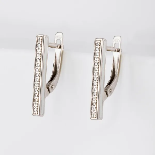 Серьги из серебра с фианитами и эмалью — арт. 000-368860