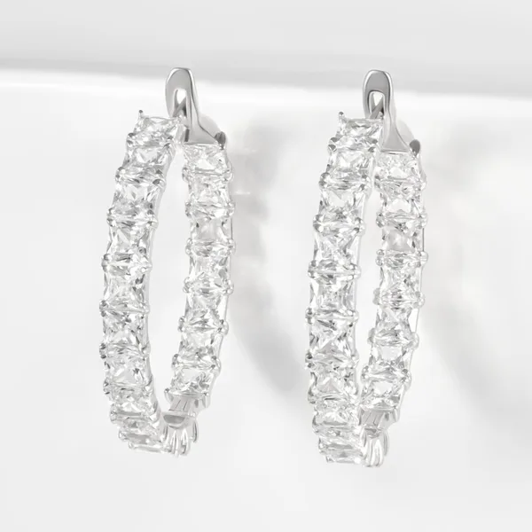 Серьги конго из серебра с фианитами — арт. 000-368556