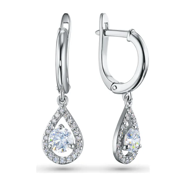 Серьги из серебра с синтетическими алмазами