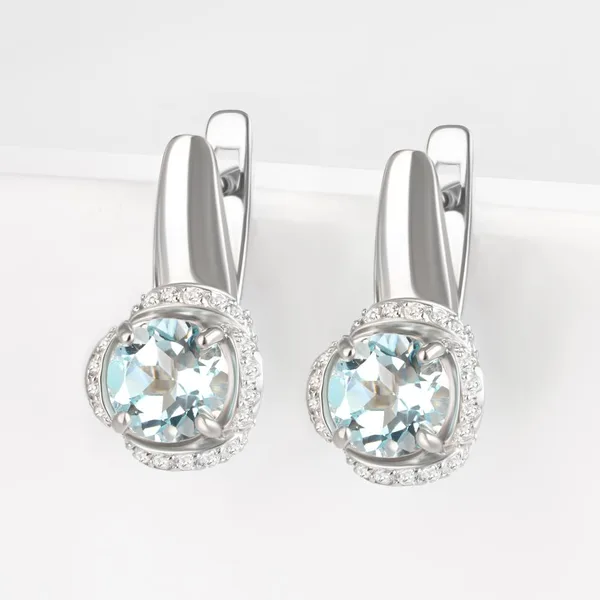 Серьги из серебра с топазами и фианитами — арт. 000-384650