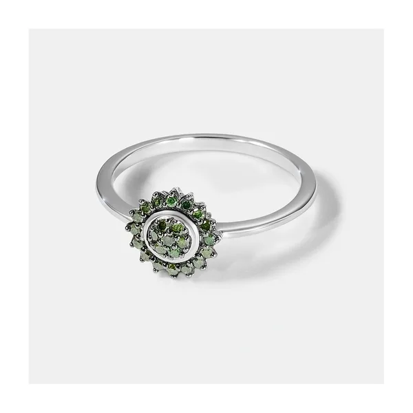 Серебряное кольцо с зелеными бриллиантами — арт. 10321-001364