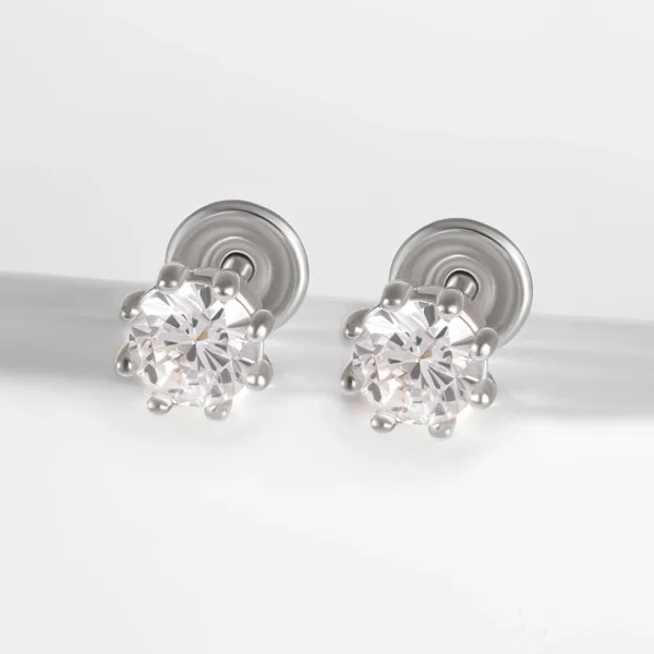 Серьги гвоздики из серебра с фианитами — арт. 000-358982
