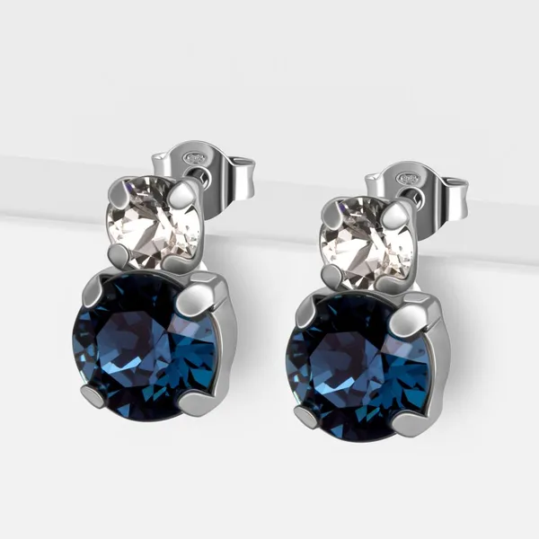 Серьги гвоздики из серебра с кристаллами Swarovski — арт. 000-390222