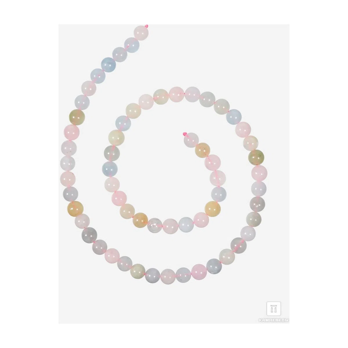 Бусины из бериллов и розового кварца, 61-64 шт. на нитке
