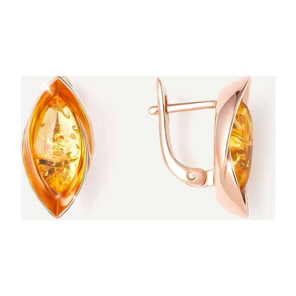 Серебряные серьги с янтарем — арт. 10522-004111