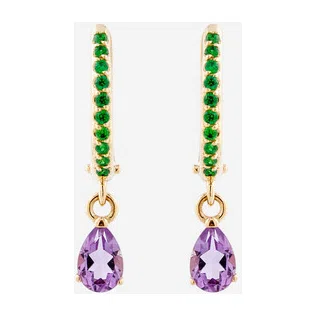 Серьги Из золота с аметистом и зеленым фианитом Herald Percy Diamonds Poison Drop — модель 3qh4xt5