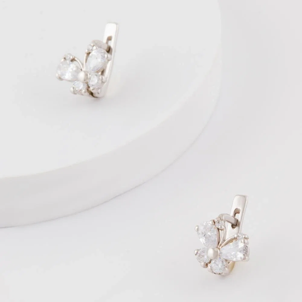 Серьги детские из серебра с фианитами