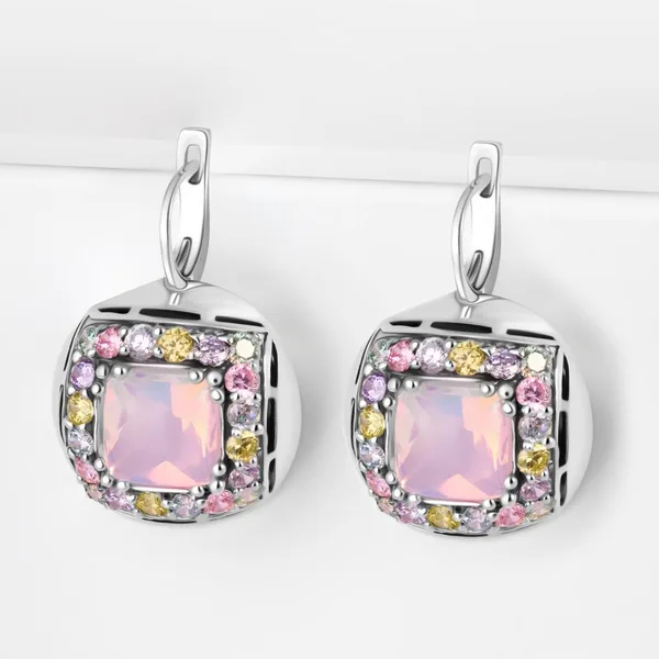 Серьги из серебра 925 пробы с синтетическими камнями и кварцем — арт. 000-392975