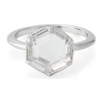 Серебряное кольцо тонкое с крупным шестиугольным горным хрусталем Wisteria Gems Poison Drop — модель 0c1nsc6 — фото 2