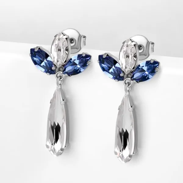 Серьги гвоздики из серебра с кристаллами Swarovski — арт. 000-390232