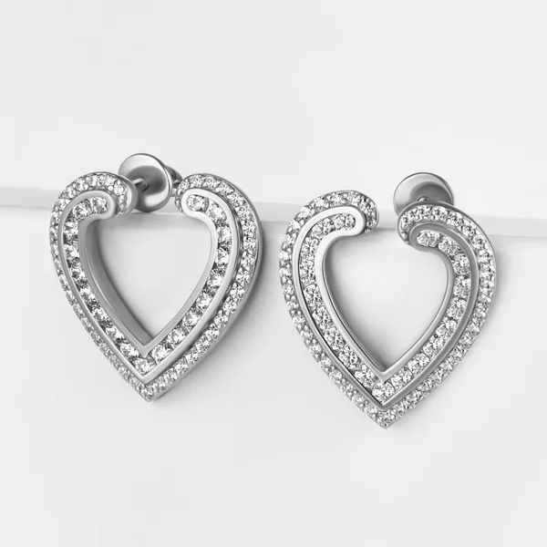 Серьги гвоздики из серебра с фианитами — арт. 000-373491