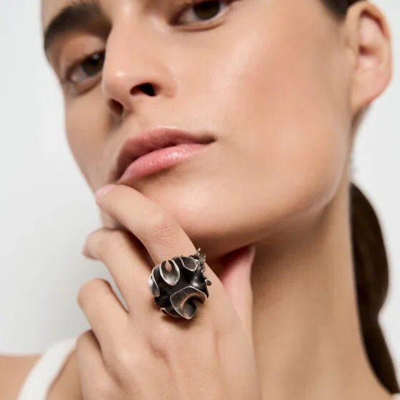 Кольцо из серебра FLOS BLACK STL Lab Poison Drop — модель b0q4mm2 — фото 3