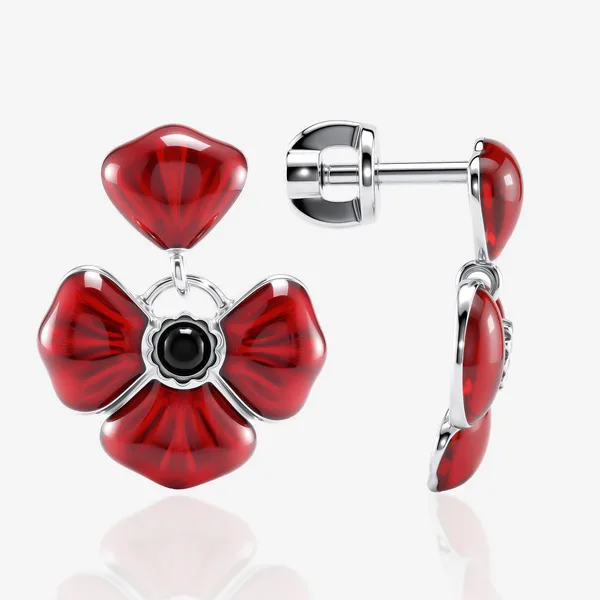 Серьги гвоздики из серебра с эмалью и фианитом — арт. 000-407829
