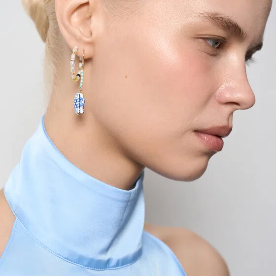 Серьги-кольца с зелеными бусинами AQUAGIRL Poison Drop — модель t9cuc6p — фото 2