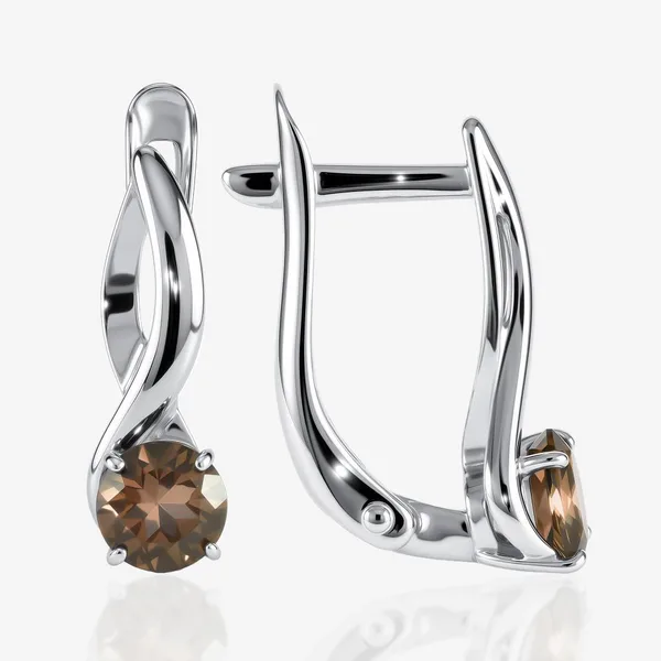 Серьги из серебра с раухтопазами — арт. 000-403379