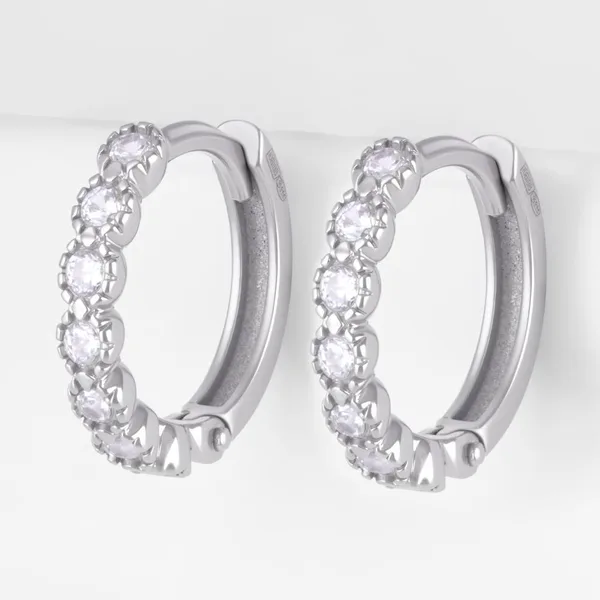 Серьги конго из серебра с фианитами — арт. 000-389216