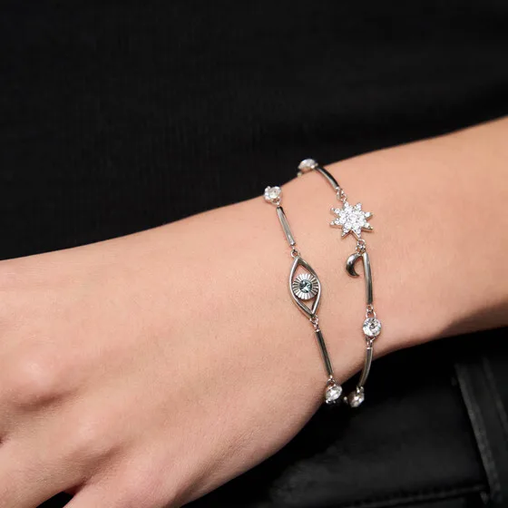 Серебристый браслет с кристаллом CHAKRA — модель va3zmkg