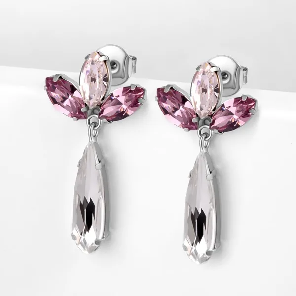 Серьги гвоздики из серебра с кристаллами Swarovski — арт. 000-390236