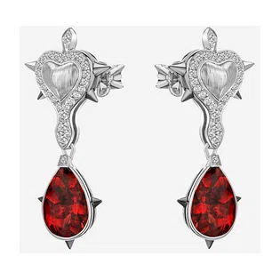 Серьги из белого золота с бриллиантами и гранатами COBRA JEWELRY Poison Drop — модель 9ur092p — фото 3
