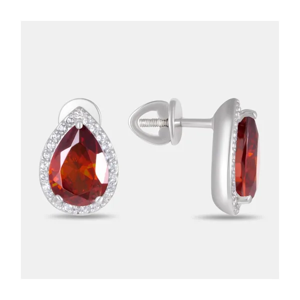 Серьги гвоздики из серебра с фианитами — арт. 000-396407