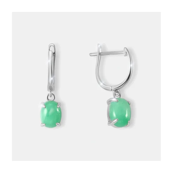 Серебряные серьги с зелеными халцедонами — арт. 10522-004253
