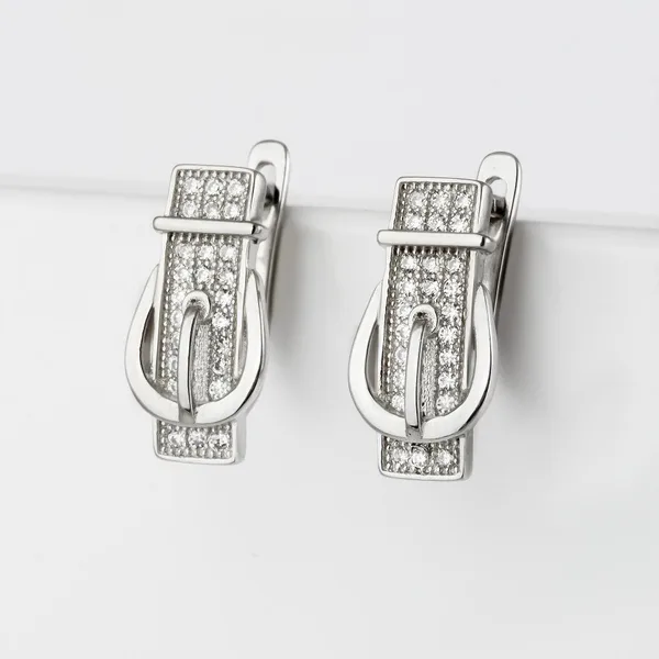 Серьги из серебра с фианитами — арт. 000-370325