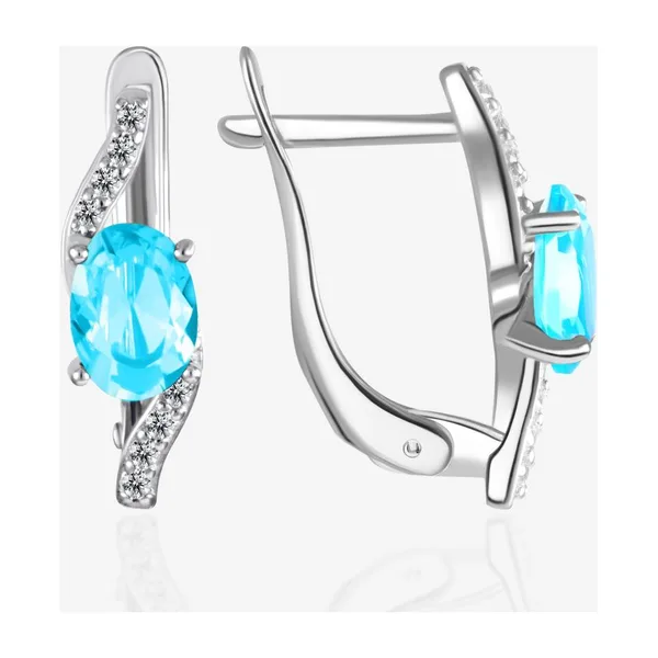 Серьги из серебра с кристаллами топазами и фианитами — арт. 000-402095