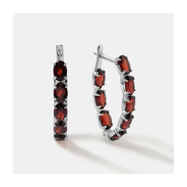 Серебряные серьги с гранатами — арт. 10522-004841