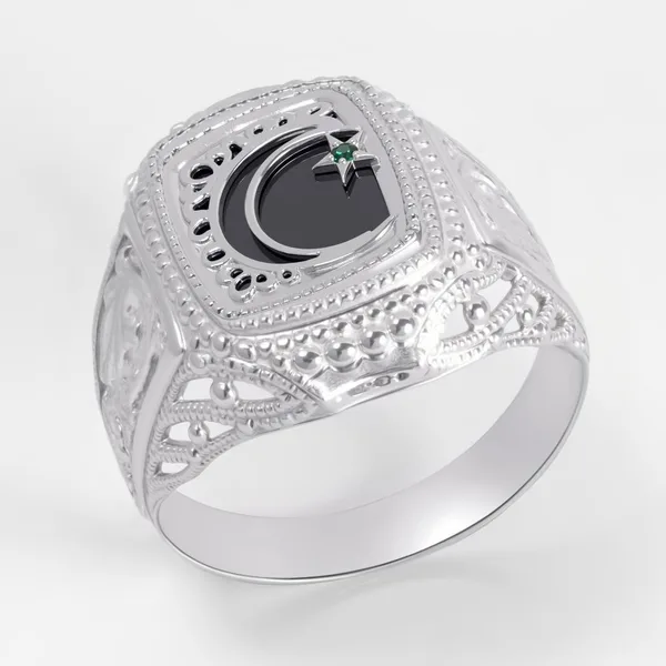 Печатка из серебра с фианитами — арт. 000-374917