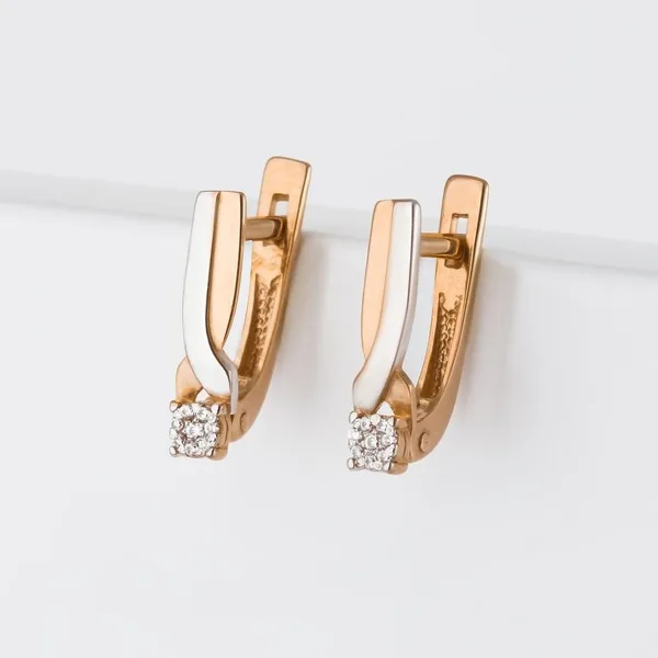 Серьги из красного золота с фианитами — арт. 000-365448