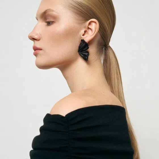 Серебристые серьги «Астры черные» Maru Jewelry Poison Drop — модель yf5b3ay — фото 2